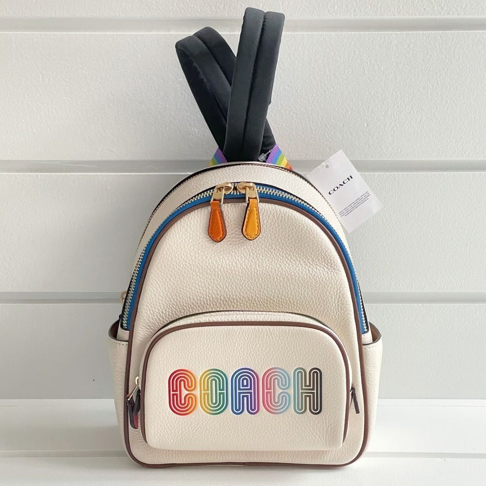 Coach Mini Court Backpack With Rainbow Coach Logo New With Tags